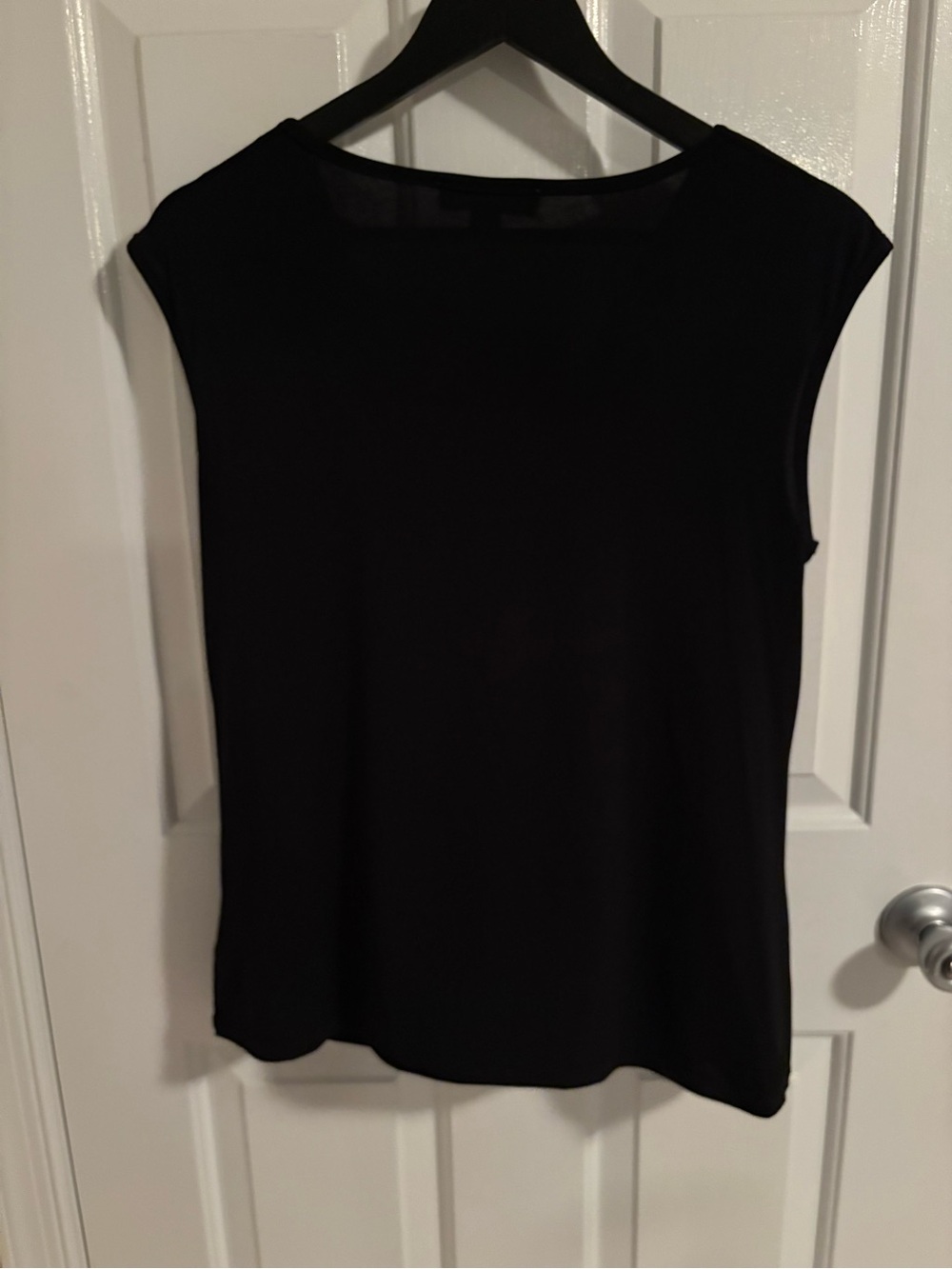 Make offer! Michael Kors Black Drape Neck Sleeveless stretch shell top Large - Picture 3 of 6